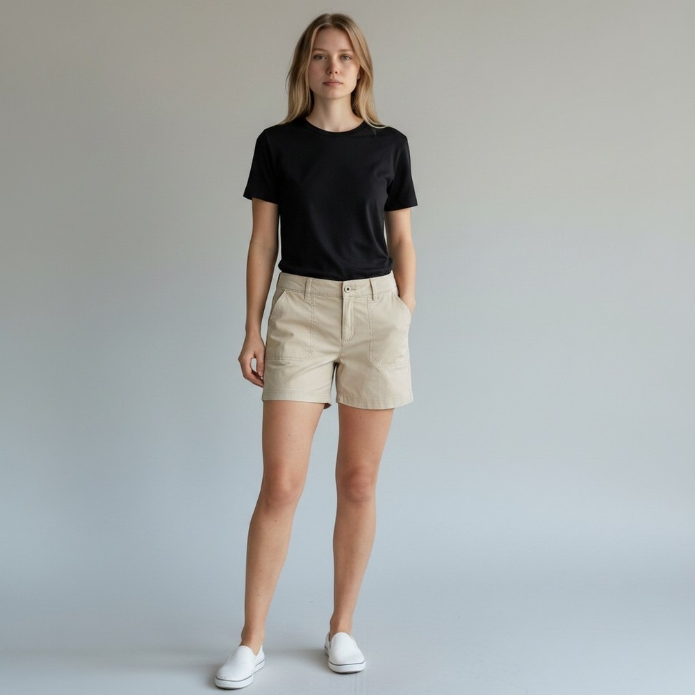 NWT Eddie Bauer Women Ripstop Shorts Khaki Tan 5" Inseam Utility Outdoor SZ 16 - Picture 1 of 5